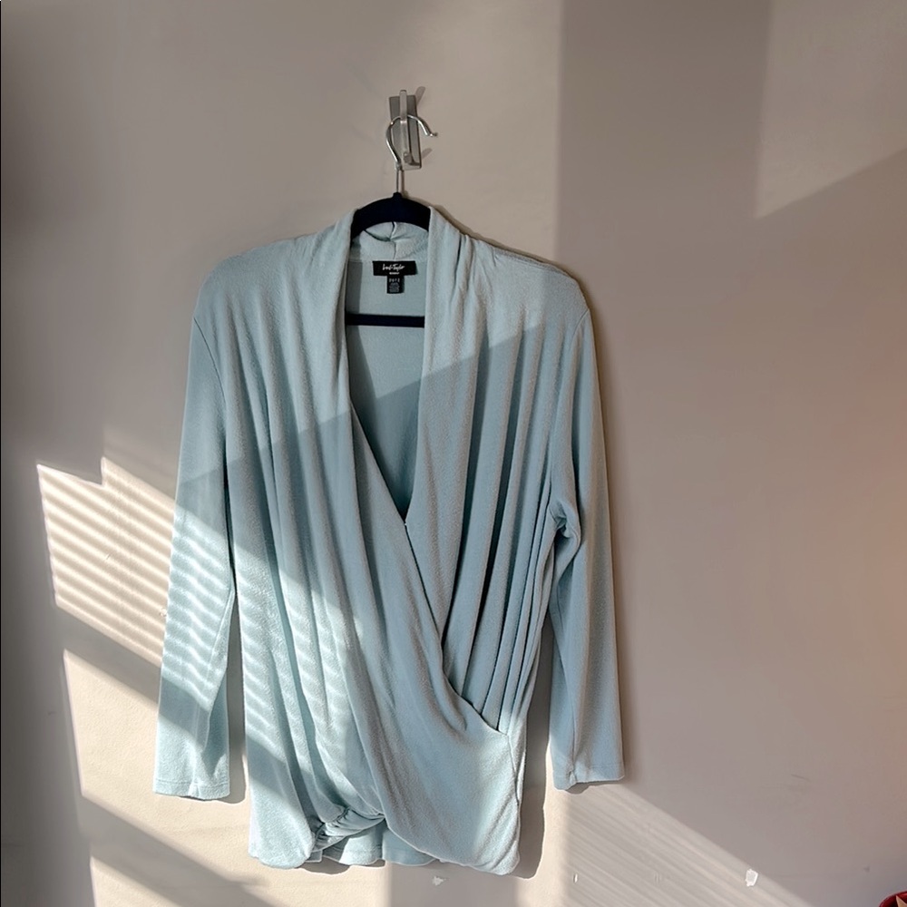 Lord & Taylor Light Blue Wrap Sweater